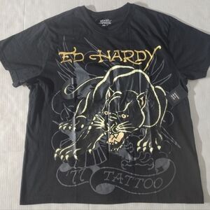 Ed Hardy Black Panther Tattoo Graphic T-shirt Mens XL